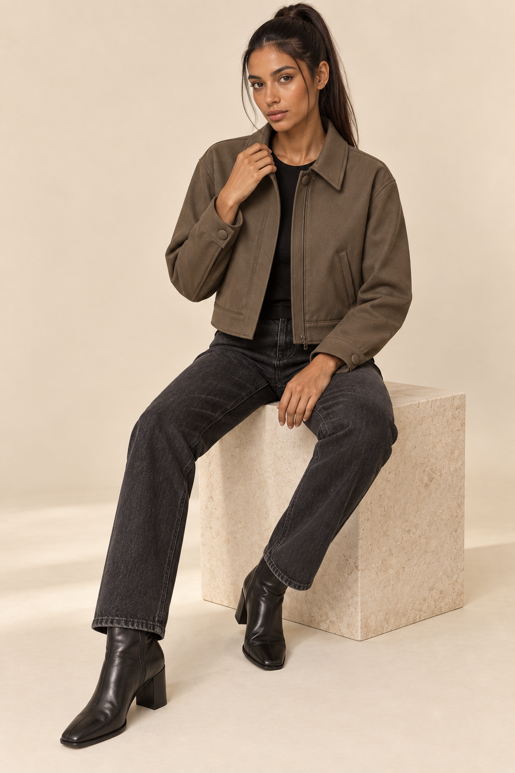 Brenavoq® Cropped Gabardine Jacket